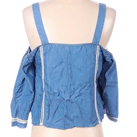 Lovers + Friends Chambray Tencel Cold Shoulder Top - Picture 4 of 5
